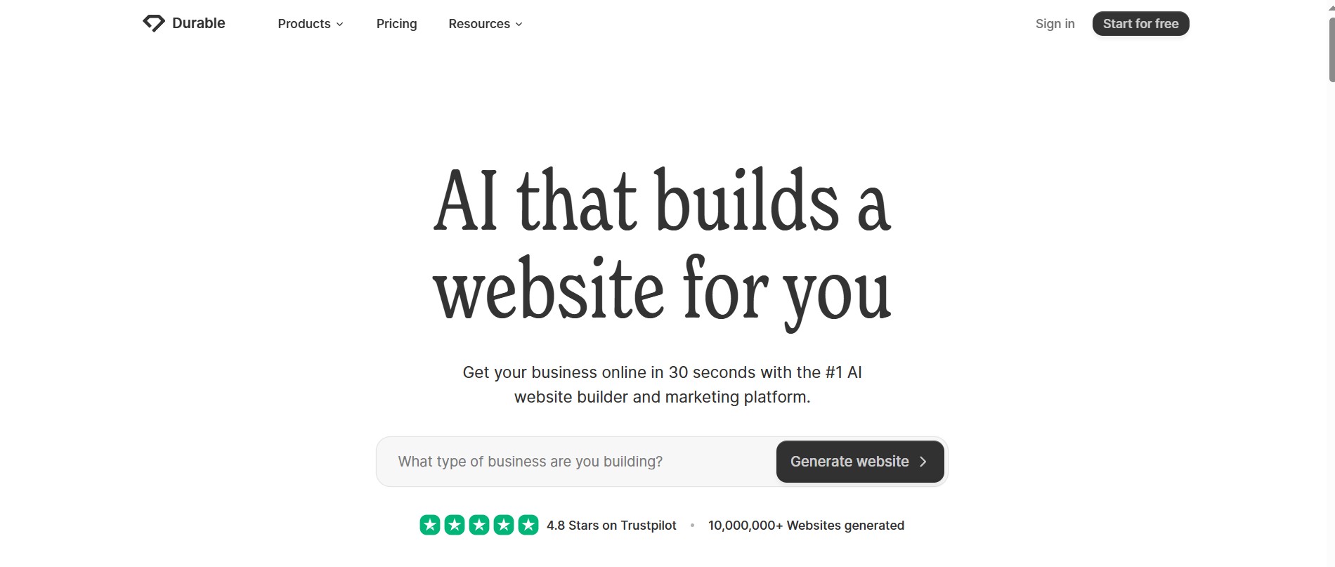 Durable AI Website Builder